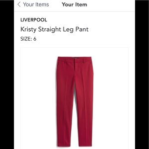 Red Liverpool Kristy Straight Leg Pant